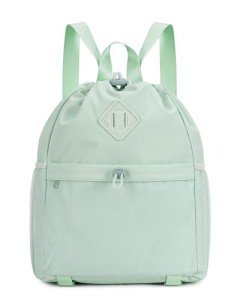 Mint Green Sports Gym Drawstring Bag with Mat Strap