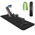 Rowing Machine Mat with Storage Bag and Towel