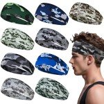 9-Pack Wide Stretchy Sports Headbands for Workouts