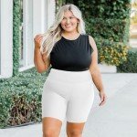 High Waisted Plus Size Biker Shorts with Pockets