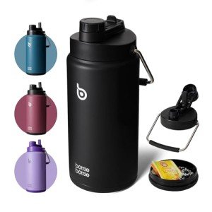 Insulated 64oz Water Bottle with Straw and Lid