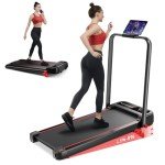 Foldable Incline Treadmill with Handle Bar & APP