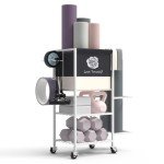 Yoga Mat Storage Rack on Wheels for Home Gym