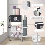 Yoga Mat Storage Rack on Wheels for Home Gym