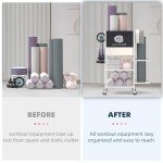 Yoga Mat Storage Rack on Wheels for Home Gym