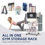 Yoga Mat Storage Rack on Wheels for Home Gym