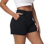 Golf Shorts Women Workout Athletic Running Gym Yoga Sport Active Bike Sweat Spandex High Waisted with Pockets Cute Comfy Lounge Dress Pants Teen Girls Trendy Clothes Casual Summer Outfits Black 2XL