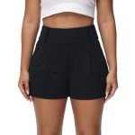 Golf Shorts Women Workout Athletic Running Gym Yoga Sport Active Bike Sweat Spandex High Waisted with Pockets Cute Comfy Lounge Dress Pants Teen Girls Trendy Clothes Casual Summer Outfits Black 2XL