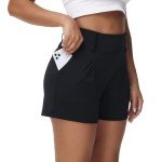 Golf Shorts Women Workout Athletic Running Gym Yoga Sport Active Bike Sweat Spandex High Waisted with Pockets Cute Comfy Lounge Dress Pants Teen Girls Trendy Clothes Casual Summer Outfits Black 2XL