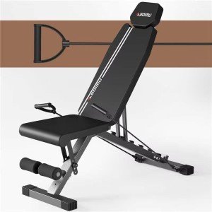 GOIMU Foldable Weight Bench for Home Gym, Adjustable Backrest with 6 Position, 660LBS Weight Capacity, Multi-Purpose Workout Bench with Pull Strap for Bench Press