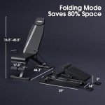 GOIMU Foldable Weight Bench for Home Gym, Adjustable Backrest with 6 Position, 660LBS Weight Capacity, Multi-Purpose Workout Bench with Pull Strap for Bench Press