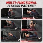 FLYBIRD 3 in 1 Workout Bench, Roman Chair, Weight Bench and Sit Up Bench for Hyper Back Extension and Full Body Workout with Handle, Abdomen core and Comprehensive Glute Training, Easy Moving wilth Wheels Home Gym Equipment