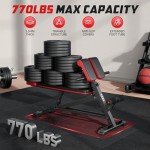 FLYBIRD 3 in 1 Workout Bench, Roman Chair, Weight Bench and Sit Up Bench for Hyper Back Extension and Full Body Workout with Handle, Abdomen core and Comprehensive Glute Training, Easy Moving wilth Wheels Home Gym Equipment