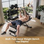 GOIMU Foldable Weight Bench for Home Gym, Adjustable Backrest with 6 Position, 660LBS Weight Capacity, Multi-Purpose Workout Bench with Pull Strap for Bench Press