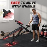 FLYBIRD 3 in 1 Workout Bench, Roman Chair, Weight Bench and Sit Up Bench for Hyper Back Extension and Full Body Workout with Handle, Abdomen core and Comprehensive Glute Training, Easy Moving wilth Wheels Home Gym Equipment
