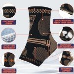 Copper Ankle Brace for Men & Women - (1 Pair) Ankle Compression Sleeve, Compression Support for Plantar Fasciitis, Achilles Tendonitis, Ankle Pain, Neuropathy, Swelling - Ideal for Everyday Use（XL）