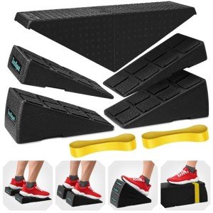 Squat Wedge Set of 5 - Turns Into Aerobic Step Platform - Squat Wedge Block 520 LBS Weight Capacity - Slant Board for Calf Stretching - Calf Stretcher Slant Board - yoga blocks