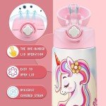 Kids Insulated Water Bottle with Covered Pop-Up Straw,16oz Kids Cups with Stainless Steel Leak Proof for School Boys Girls（4-Princess）