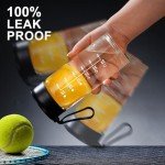 Doseno Glass Bottles with Lids, Glass Water Bottle with Time Marker, 17oz Glass Bottles with Carrying Strap, Glass bottle for Juicing for Office, Gym (black)