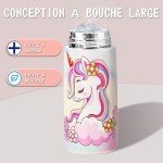 Kids Insulated Water Bottle with Covered Pop-Up Straw,16oz Kids Cups with Stainless Steel Leak Proof for School Boys Girls（4-Princess）