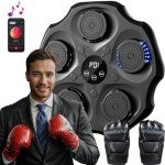 PEMEME Music Boxing Machine, Smart Bluetooth Interactive Wall-Mounted Punching Trainer with Gloves, Home Workout & Agility Training Equipment for Kids and Adults (Blue)