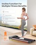 Walking Pad Treadmill with Incline, 4 in 1 Under Desk Treadmills for Home Office, 2.5HP Low Noise 265LB Capacity Portable Treadmill with Remote Control for Walking Jogging Running (Pink)