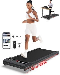 Incline 2 in 1 Under Desk Walking Pad Treadmill for Apartment Office Home,300+ lbs Capacity & Voice Controlled Smart Treadmills 2.5HP Quiet Running Jogging Machine Works with ZWIFT KINOMAP