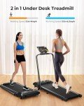 Acezoe Walking Pad Treadmill with Incline and Handle Bar, 2 in 1 Folding Treadmills for Home Small Office, 300lbs Portable Compact Under Desk Treadmill with Remote Control, LED Display and Apps