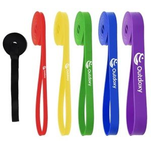 OUTDOXY Resistance Bands, Pull Up Assistance Bands Set of 5, with Door Anchor for Men & Women, Heavy Duty Stretch Exercise Bands, Resistance Bands for Working Out, Muscle Training