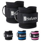 Husfunov 2 Packs Ankle Strap for Cable Machine, Adjustable Cable Kick Back Ankle Straps with Neoprene Padding, Double D-Rings Design Ankle Resistance Bands