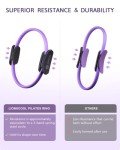 LIONSCOOL Pilates Ring Set (Purple) - 14" Pilates Ring, 9" Pilates Mini Ball and Three Fabric Resistance Bands Included