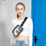 Didida Clear belt bag, See Through Fashion Waist Packs Unisex Transparent Fanny Packs for Women Men crossbody with Adjustable Strap for Workout Travel Running Cycling, Clear Bags for Stadium Approved