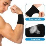 COMNICO Wrist Compression Sleeve, 2 Pairs Spandex Soft Elastic Wrist Brace Hand Band Sport Support Wraps Arthritis Pain Relief for Men Women Work Gym Typing Golf Volleyball(Gray+Black)