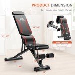 Adjustable Weight Bench for Home Gym with Headrest - Foldable Workout Bench Press, 800lb Capacity for Exercises Incline Flat Decline Sit-Ups