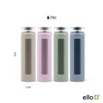 Ello Syndicate 20oz Reusable Glass Water Bottle with One-Touch Leak Proof Flip Lid, Protective Non-Slip Silicone Sleeve, Carry Loop for Coffee, Tea and Water, BPA-free, Dishwasher Safe, Sand