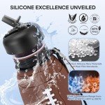 ZMARKRAFT Kids Sports Collapsible Water Bottle | Ball Shaped Drinking Cup | Foldable BPA Free Leakproof Lightweight Silicon Jug | School Lunch Mug Team Gift Travel (American Football 600ml/20.3oz)