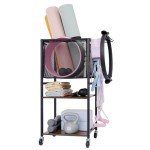 StorageWorks Home Gym Weight Rack, Exercise Equipment Storage Rack, Yoga Mat Storage Rack, Yoga Mat Holder with Wheels (For Yoga Blocks, Dumbbells, Resistance Bands) Black, Small