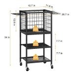 ETELI Yoga Mat Storage Rack Home Gym Workout Equipment Storage Cart with Hooks Wheels Small Metal Weight Rack for Dumbbells, Kettlebells, Foam Rollers, Resistance Bands, Yoga Block