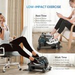 Under Desk Elliptical Machine, THERUN Quiet & Portable Ellipse Leg Exerciser for Seniors, 8 Levels Adjustable Magnetic Sitting & Standing Mini Elliptical w/Resistance Bands for Office Workers