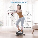 Under Desk Elliptical Machine, THERUN Quiet & Portable Ellipse Leg Exerciser for Seniors, 8 Levels Adjustable Magnetic Sitting & Standing Mini Elliptical w/Resistance Bands for Office Workers