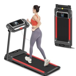Folding Treadmill, 3.0 HP Foldable Portable Treadmills for Home Small Compact Treadmill 300 LBS Capacity with 12 Preset Programs LED Display Walking Running Treadmills for Office
