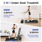 YPOO Foldable Treadmill with Incline, Walking Pad with Handle Bar 3 Level Incline, Portable Folding Treadmills for Home/Office 300 Lbs Capacity, Quiet Desk Treadmill with Remote Control & APP