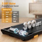 HiFast Walking Pad, 2.5HP Under Desk Treadmill for Home Office, 300 Lbs Capacity Portable Treadmill with Remote Control & LED Display, 2 in 1 Treadmill for Walking Jogging and Running