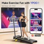 YPOO Foldable Treadmill with Incline, Walking Pad with Handle Bar 3 Level Incline, Portable Folding Treadmills for Home/Office 300 Lbs Capacity, Quiet Desk Treadmill with Remote Control & APP