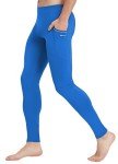 Willit Men's Active Yoga Leggings Pants Running Dance Tights with Pockets Cycling Workout Pants Quick Dry Brilliant Blue M