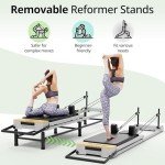 PAETA Pilates Reformer, 91" Foldable Reformer Pilates Machine with Adjustable Reformer Heights, Pilates Equipment with Piano Wire Spings and Jump Boards