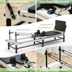 PAETA Pilates Reformer, 91" Foldable Reformer Pilates Machine with Adjustable Reformer Heights, Pilates Equipment with Piano Wire Spings and Jump Boards