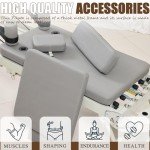 Pilates Reformer, Foldable Pilates Reformer Home Gym Equipment,Core Pilates Bed for Home Workouts ,with Dual Resistance- Springs and Cords, Jump Board Christmas Birthday Valentines Day Gift (Grey)