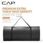 CAP High Density Exercise Mat with strap, 74"x24"x1 - Black