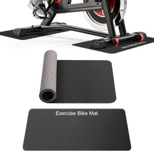 TOBWOLF 2PCS Non-Slip Mat Compatible with Peloton Bike, Concept 2 Rowing Machine, Exercise Bike Mat, Treadmill Mat for Carpet & Hardwood Floors, Workout Mat for Bike Trainer, Stationary Spin Bike